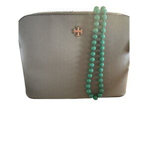 Far East Jade By Haskell 1960s Jade Necklace 14KT Box Clasp 15" L Silk Cording